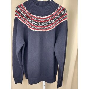 JW Anderson Uniqlo Fair Isle Sweater 100% Wool Navy Nordic Yoke Size M